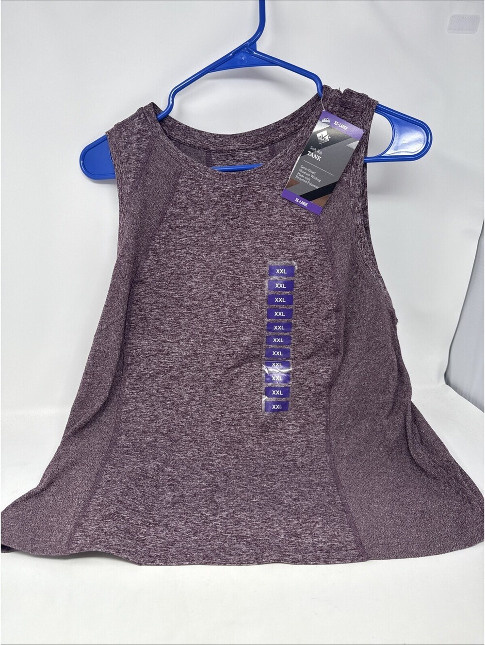 Member's Mark Ladies Soft Rib Cropped Tank Purple Eggplant Heather XXL